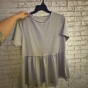 Striped Black and White Women's Top